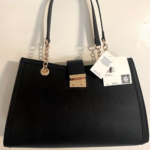 Satchel With Chain Detailing And Push Lock - Picture 6 of 12